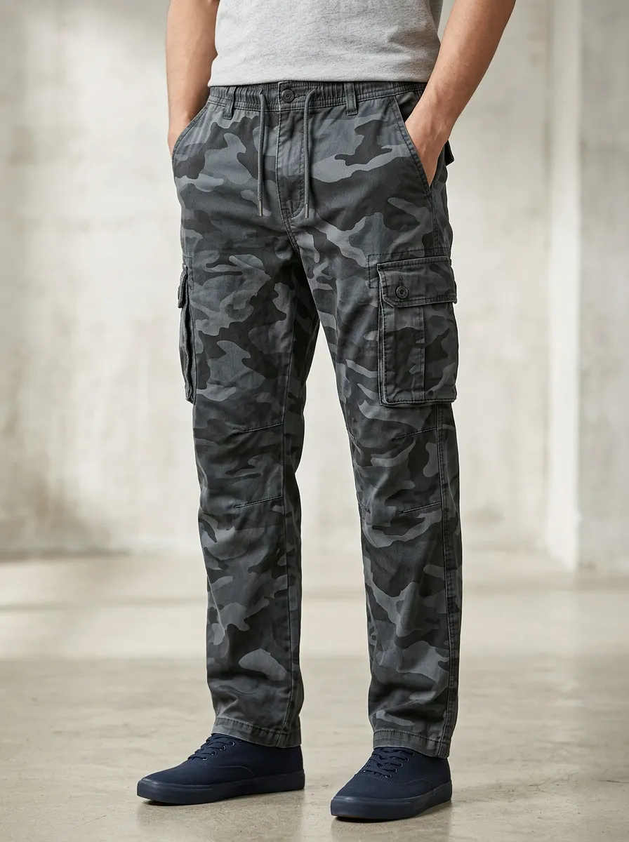 Combat-Inspired Camouflage Cargo Pants