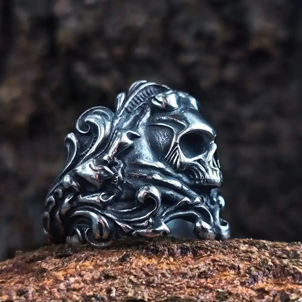 Men's Santa Muerte Skull Ring
