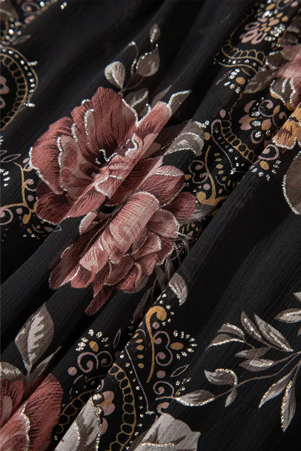 Textured Detail Floral Printed Mini Dress
