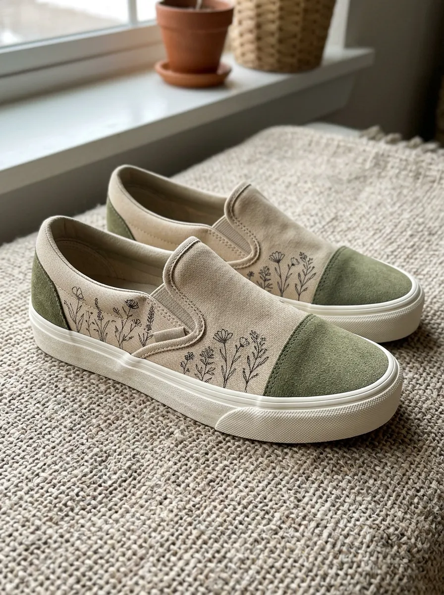 Women's Botanical Nature Lover Wildflower Printed Slip-on Shoes