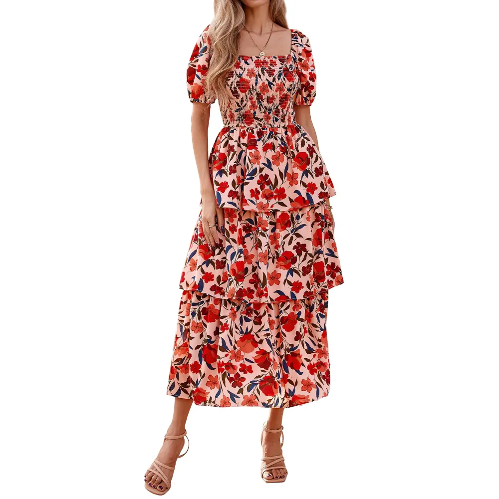 Women's Square Neck Smocked Dress
