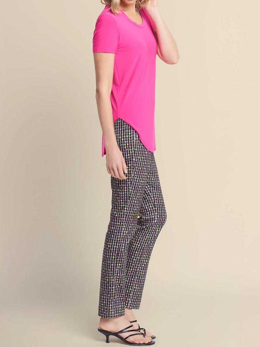 Navy Blue Curved - Hem Short - Sleeve Top