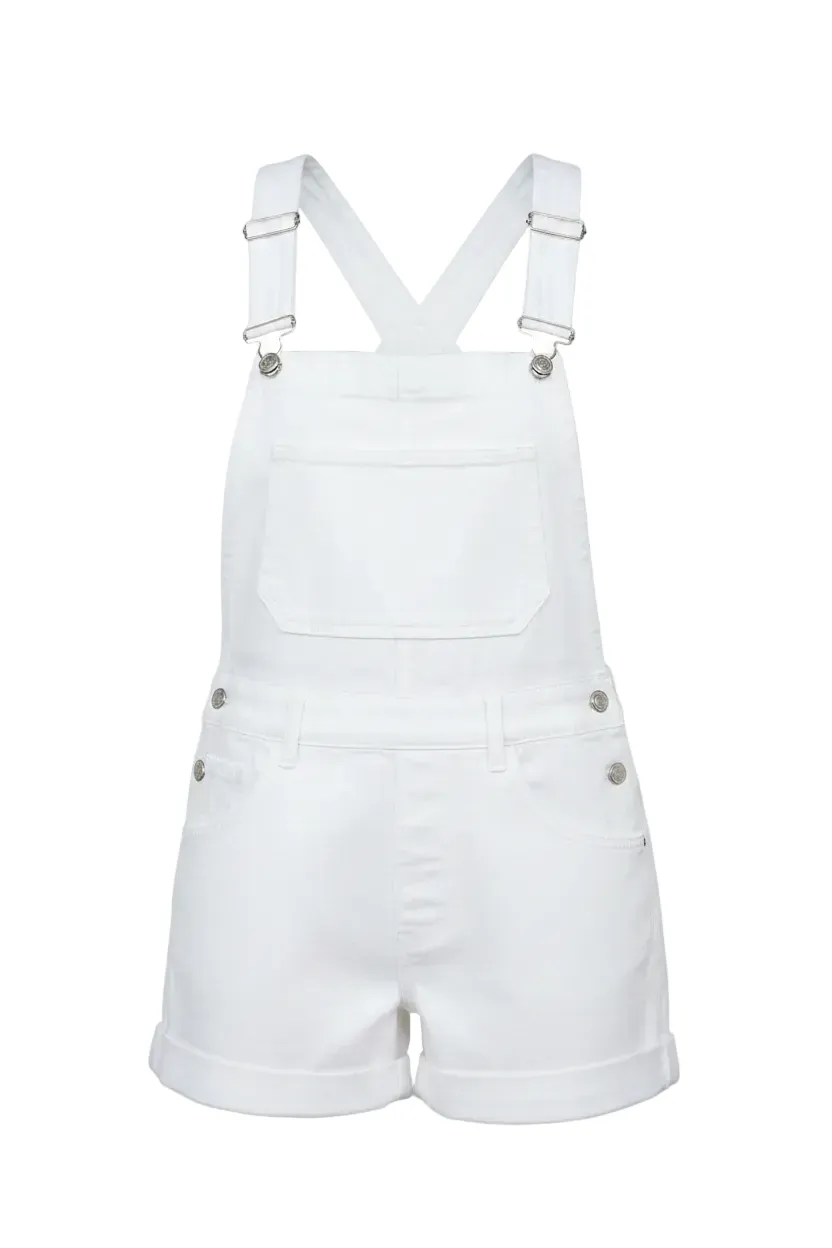 Square Neck Denim Overalls