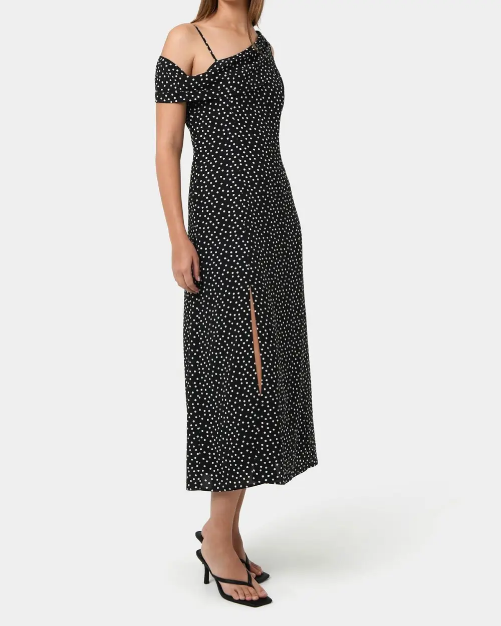Asymmetric Maxi Dress -Polka Dot