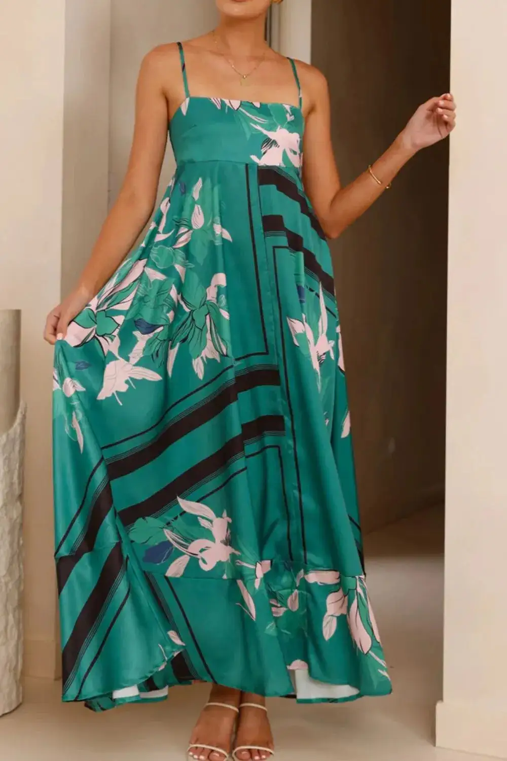 Printed Square Neck Maxi Dress