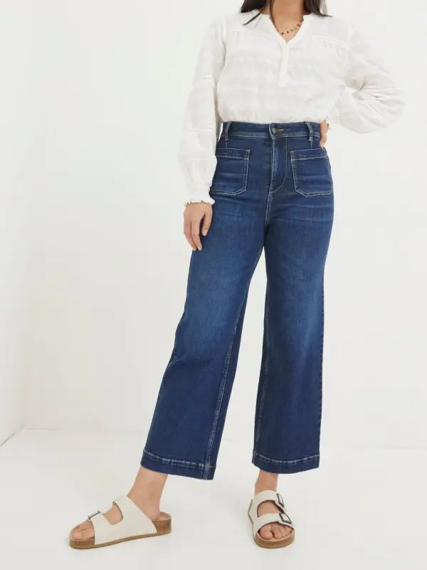 Keswick Blue Wide Leg Crop Jeans