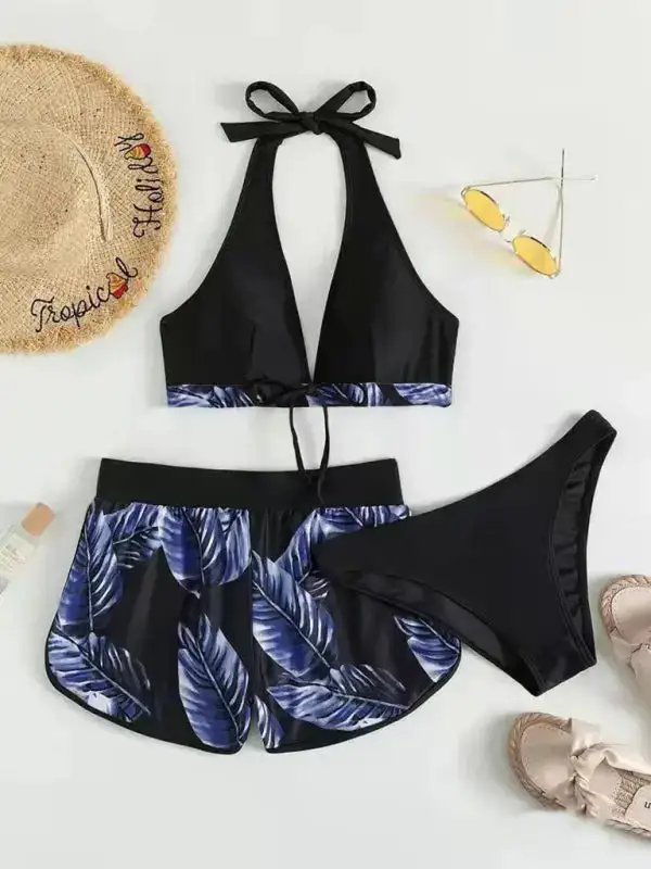 Multi Printed Layered Bikini Swim Set