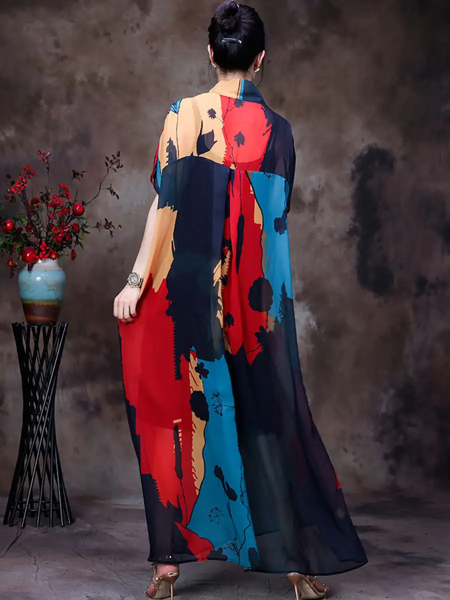 Women Retro Lining And Dress Two Pieces Set