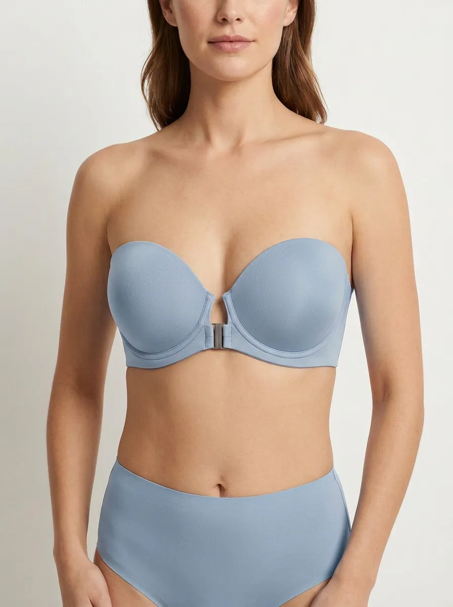 Women's Bandeau-Style Molded-Cup Front-Closure Strapless Bra