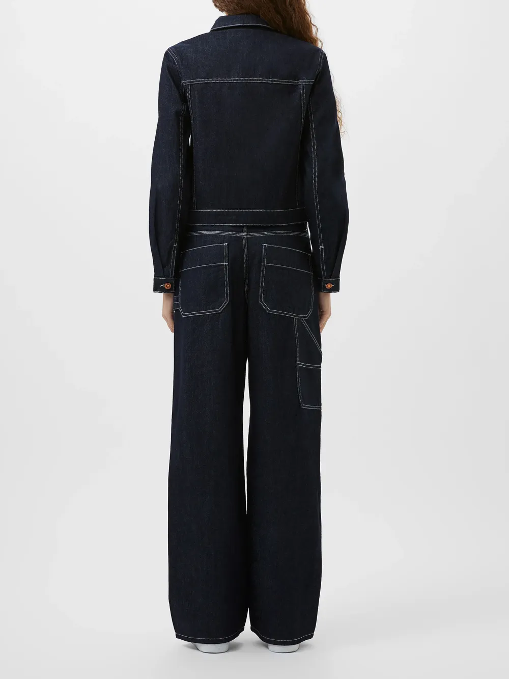 Cotton Contrast Dark Denim Long-Sleeved Jacket