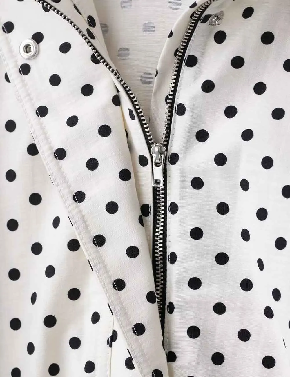 Chic Polka Dot Zip Up Long Sleeves Bomber Jacket Set