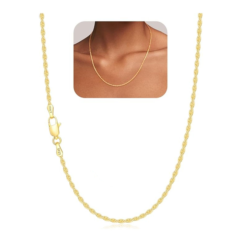 2mm cord chain 925 sterling silver necklace