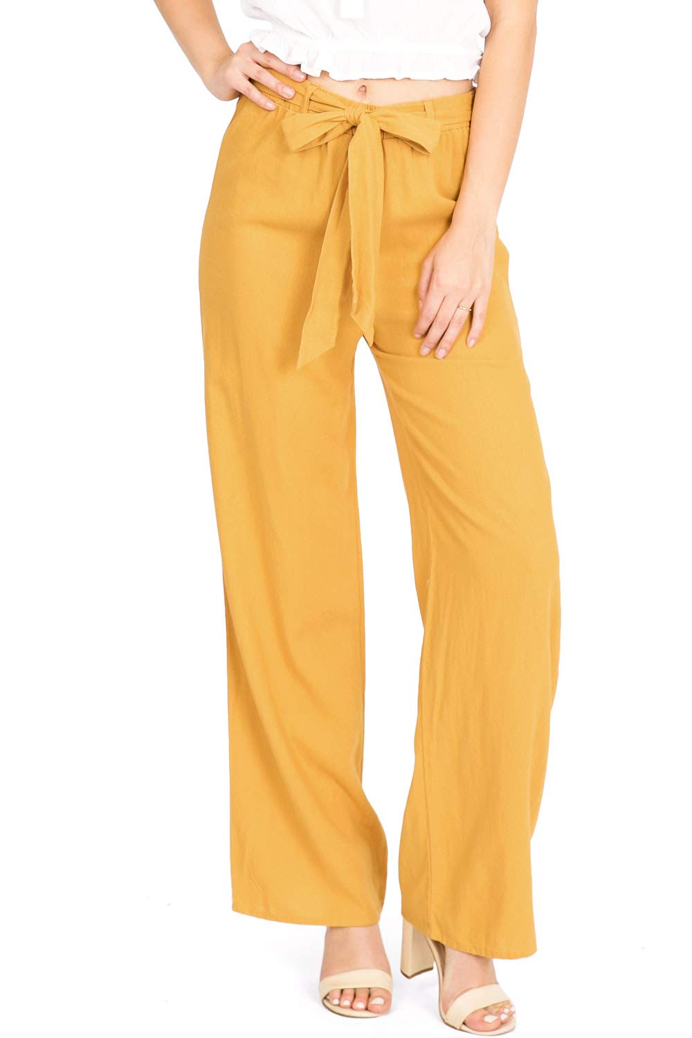 Mustard Yellow Linen Tie - Waist Pants