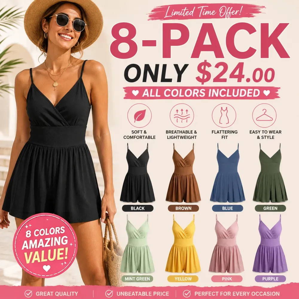 Women's Solid-Color Knit Backless Wrap-Style Slim-Fit Camisole Romper