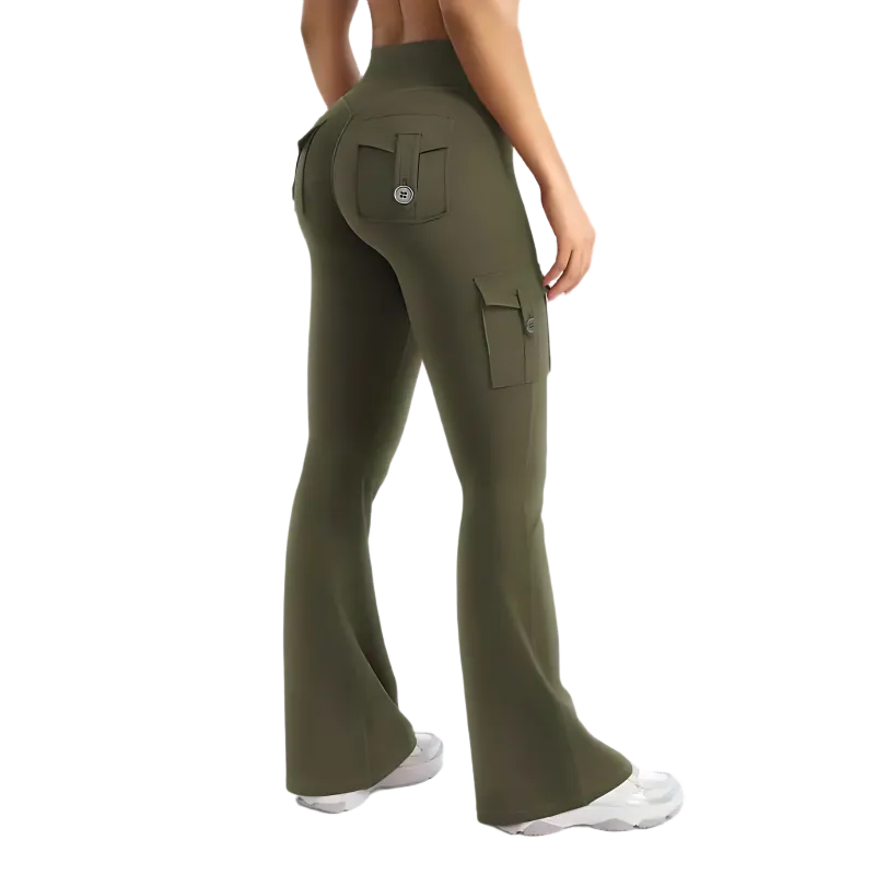 Women's High Waisted Scrunch Flare Yoga Leggings with Pockets
