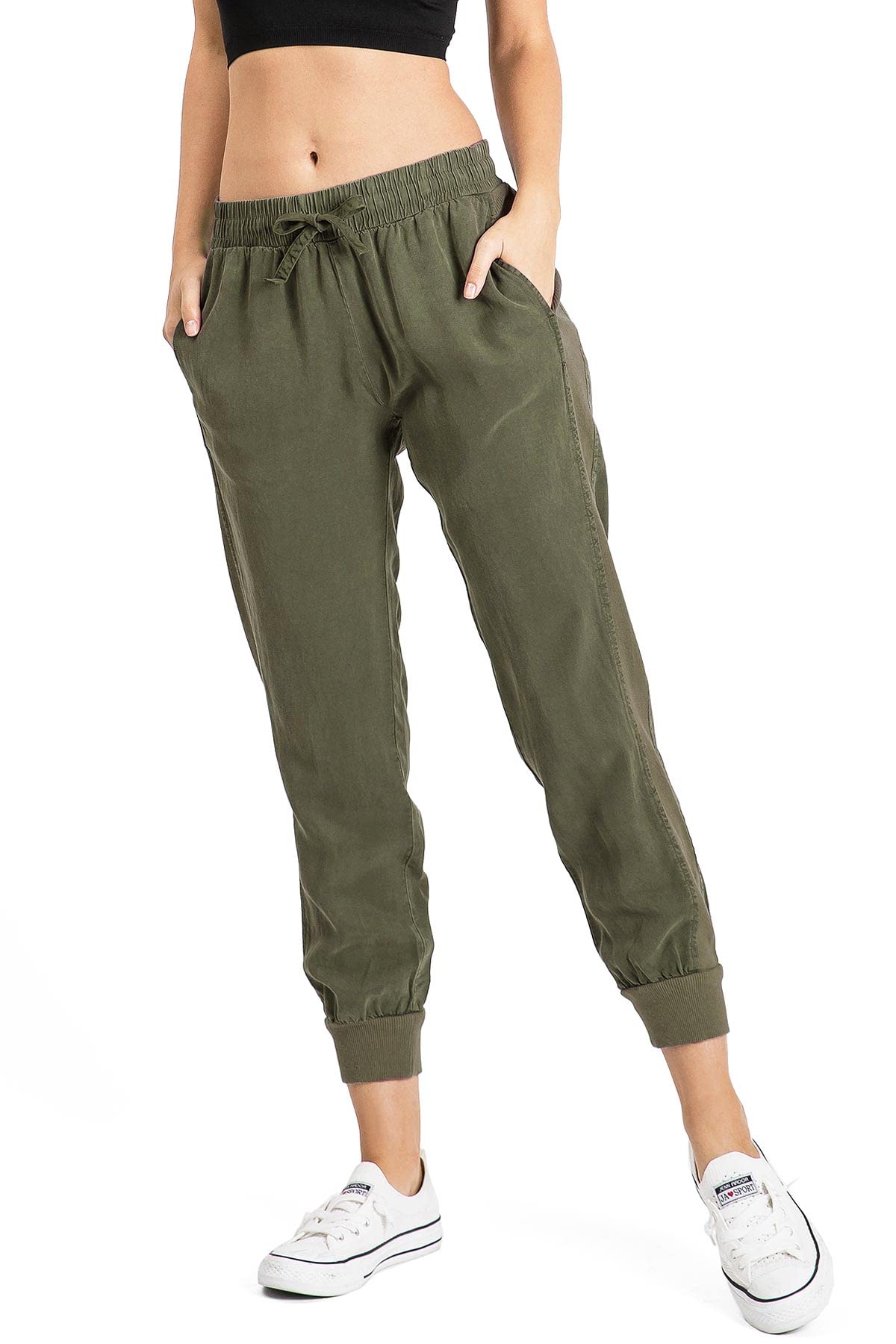Olive Green Slim - Fit Jogger Pants