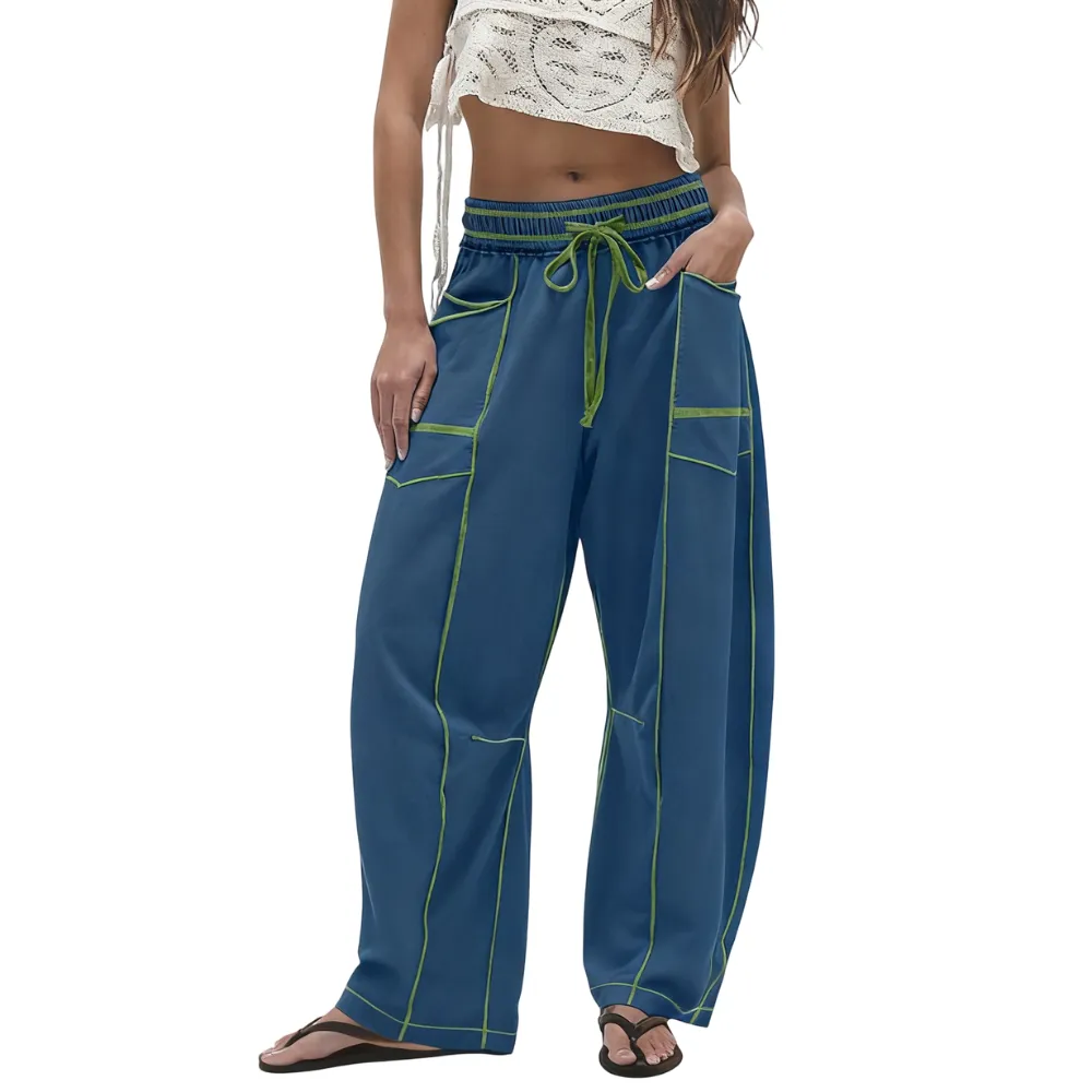 Women's High-Waisted Barrel Sweatpants: Baggy Wide-Leg Drawstring Joggers