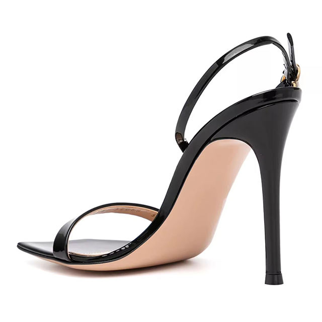 Patent Square Toe Heels