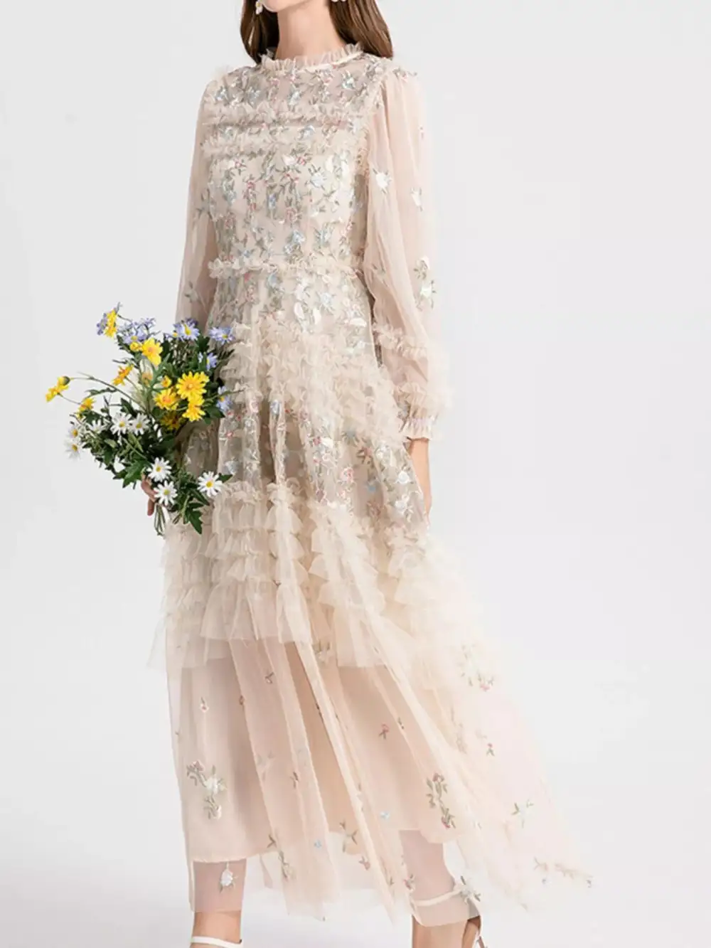 Floral Tulle Maxi Dress