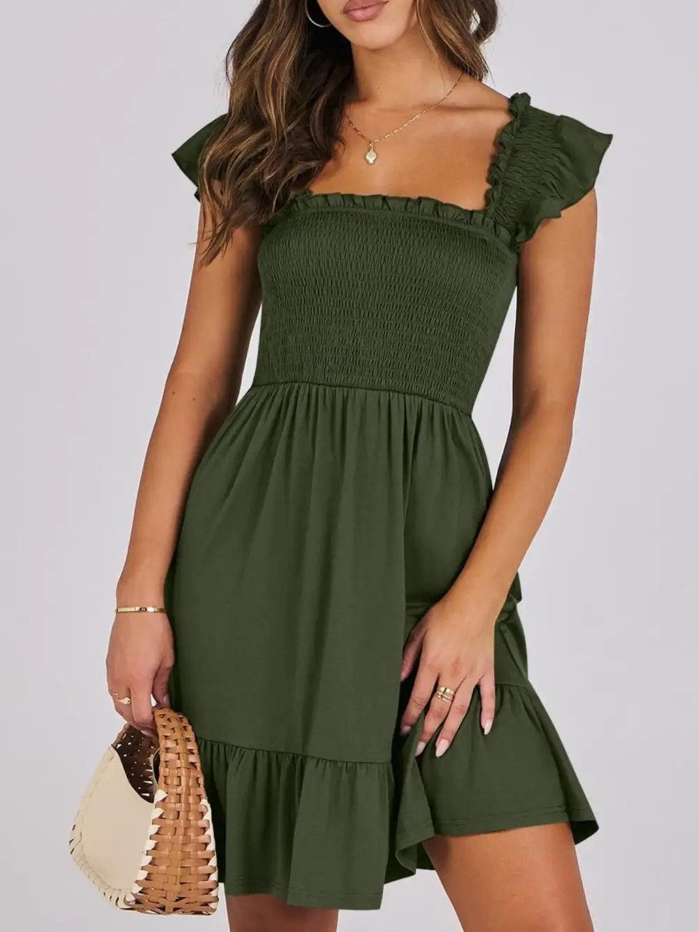 Ruffle Smocked Mini Dress