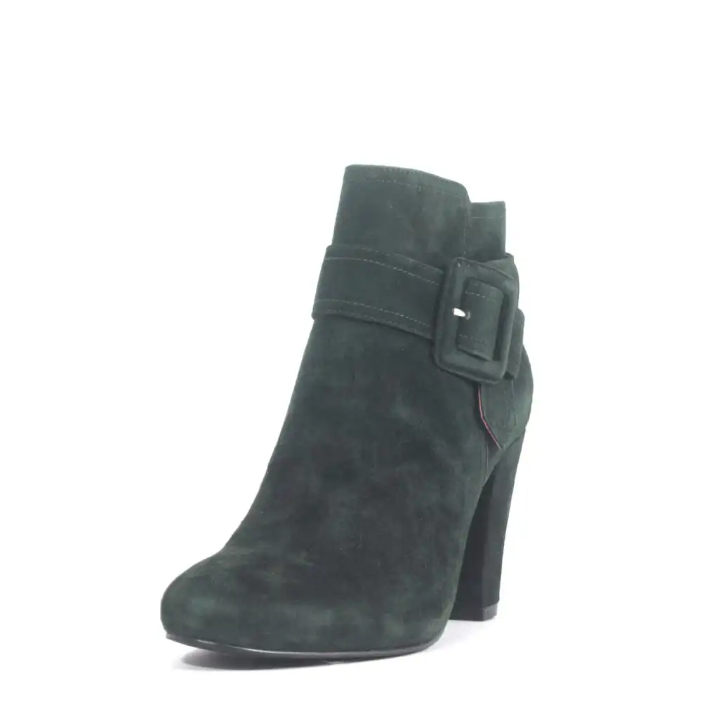 Suede Belted Block Heel Ankle Boots