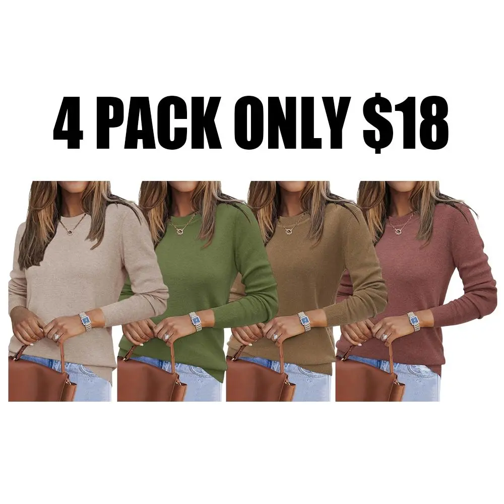 Women‘s Spring Fashion Wool Blend Sweater 2026 Long Sleeve Crew Neck Business Casual Pullover Tops Trendy Outfits