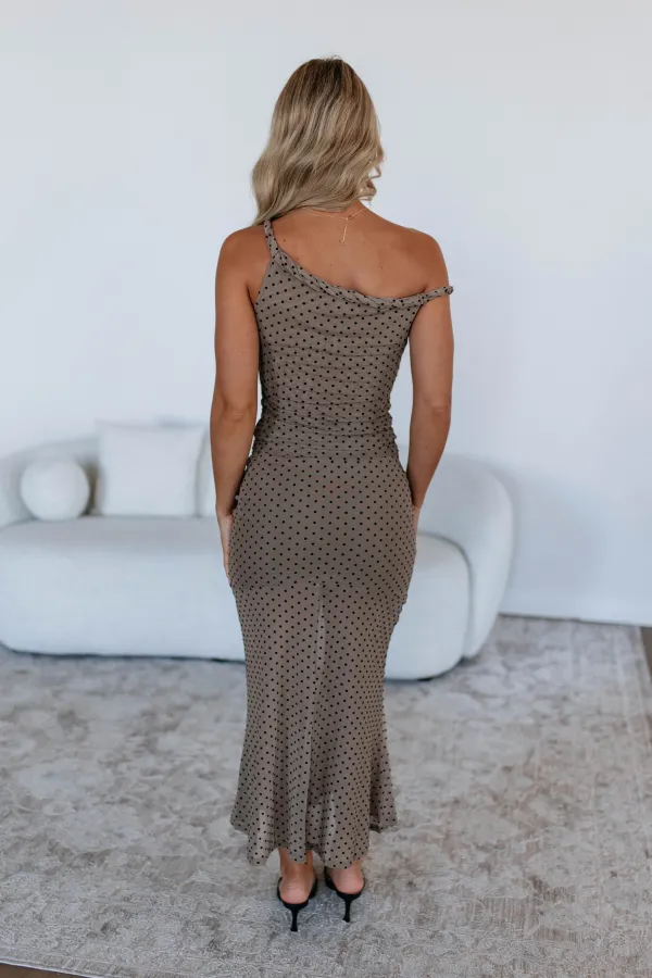 Polka Dot Mesh Flared Hem Midi Skirt