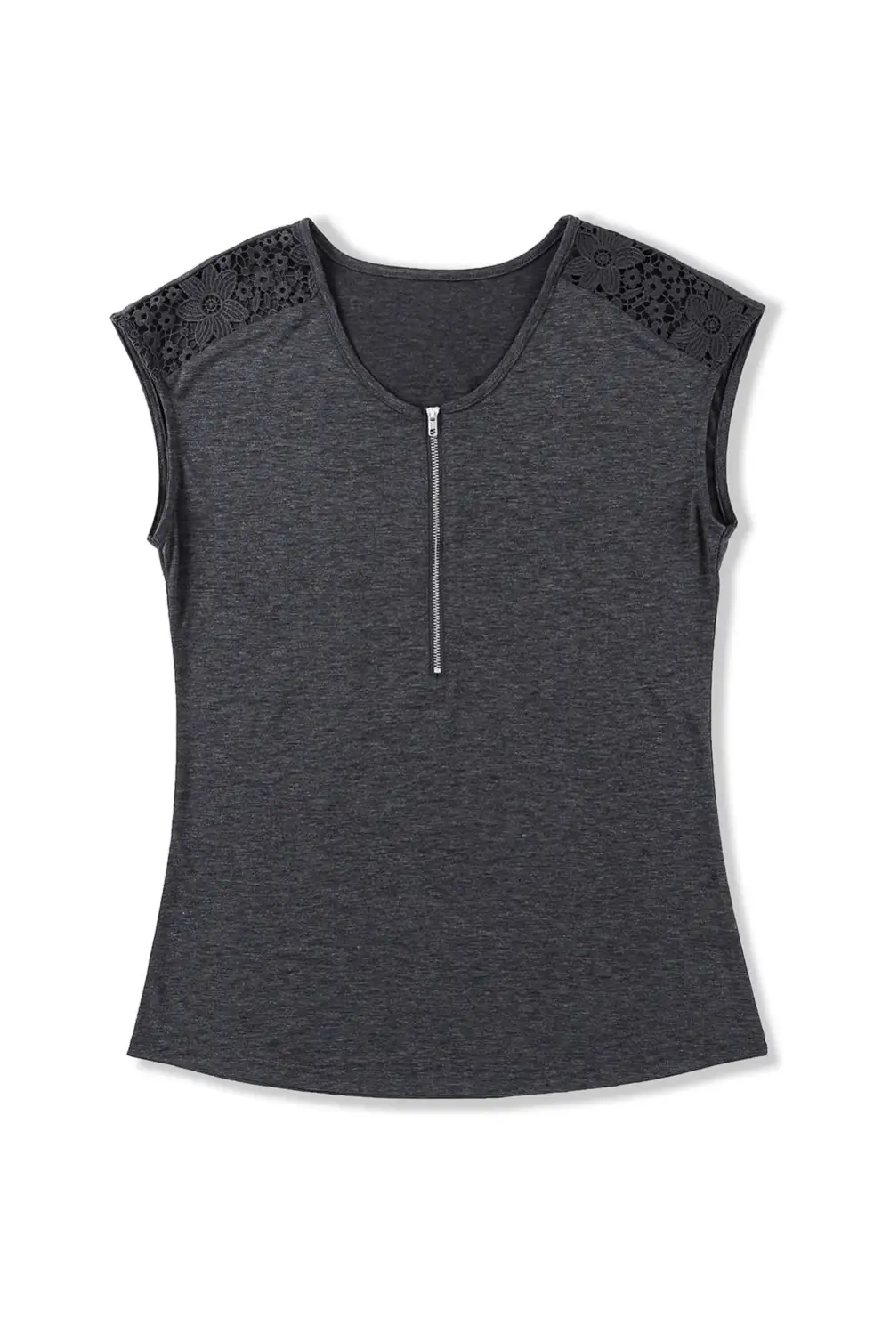 Zip Neck Lace Splicing Short