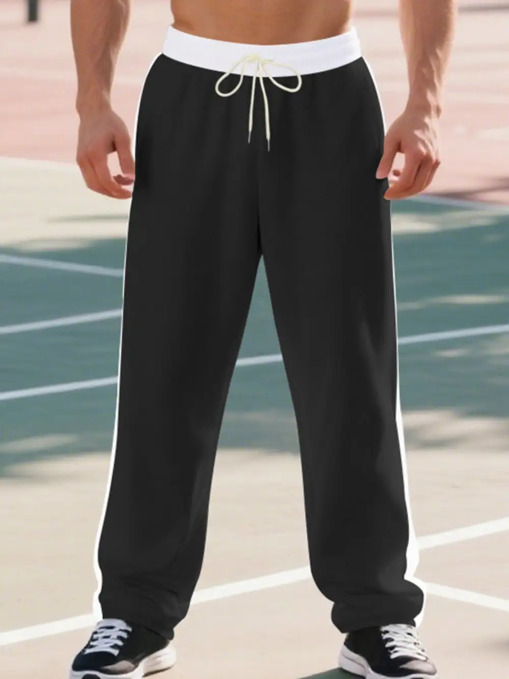 Men's Full Size Side Stripe Wide Leg Pants