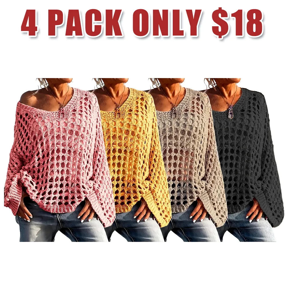 Women's loose-fitting hollow-out design top