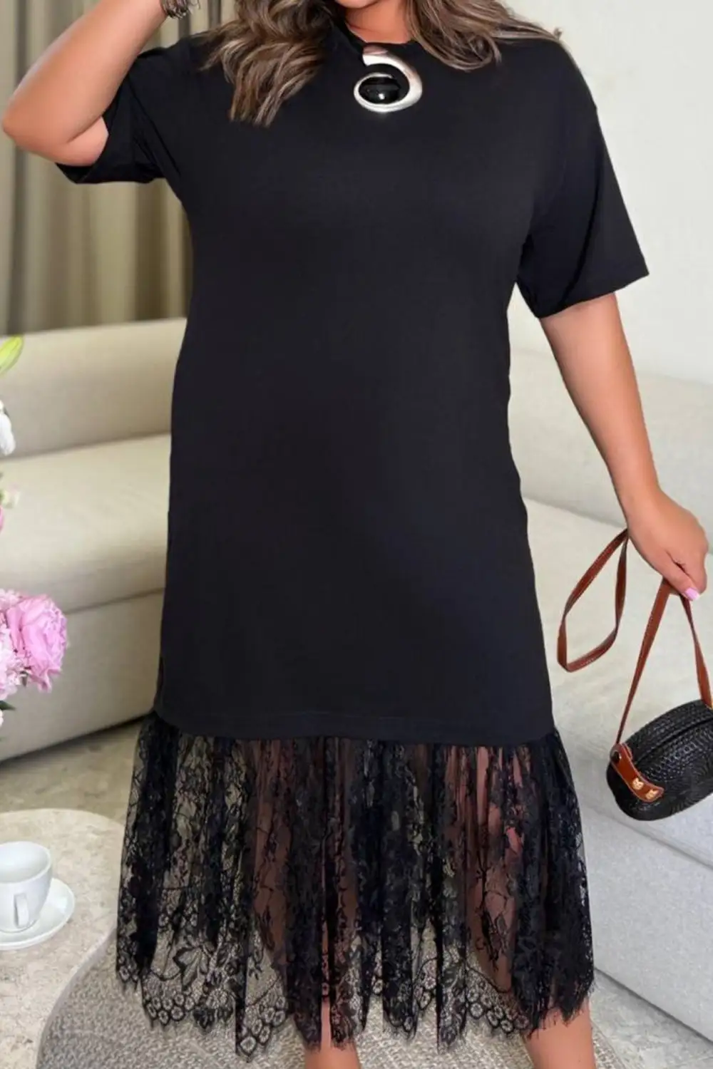 Relaxed Lace Midi Dress