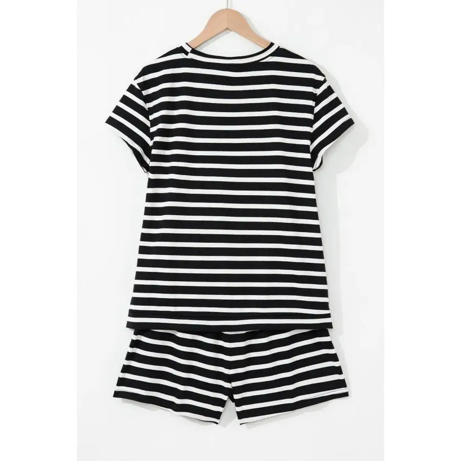 Striped Short Sleeve Top and Shorts Set