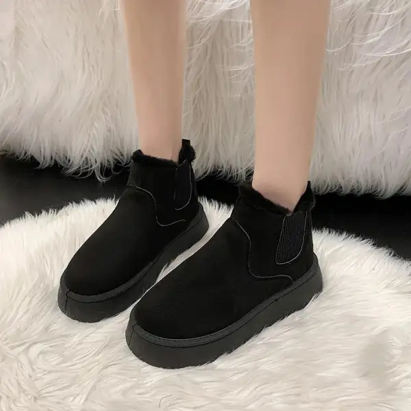 Leather Plush-Lined Warm-Lined Ankle Boots