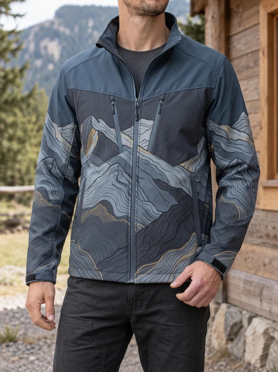 Men's Outdoor Hiking Mountain Landscape Rugged Journey Jacket