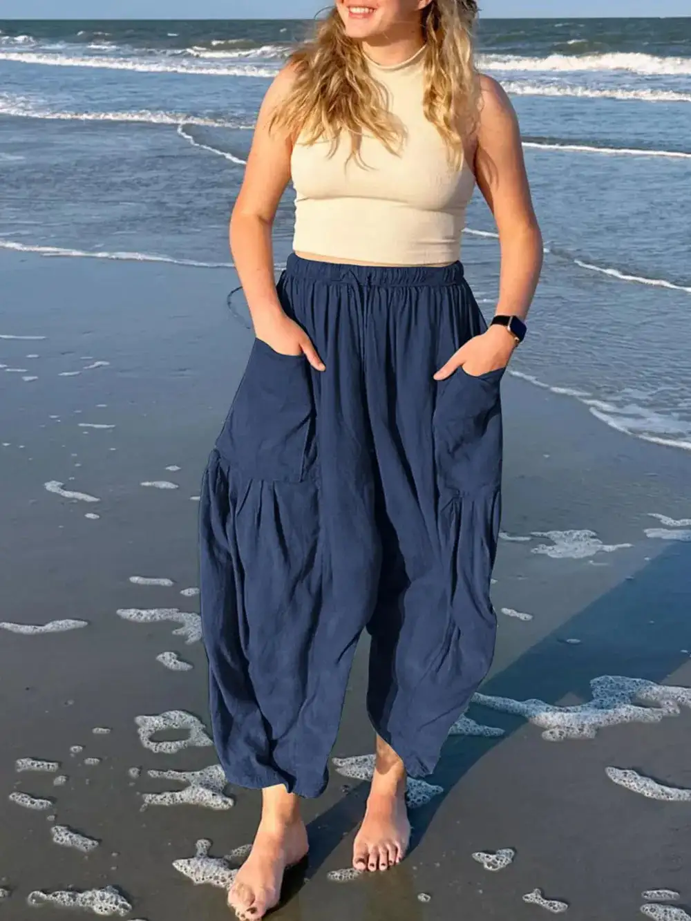 Casual Drawstring Pocket Detail Pants