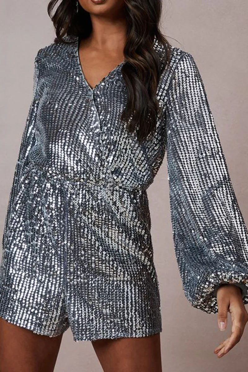 Casual Style V-neck Stripe Wrap Playsuit
