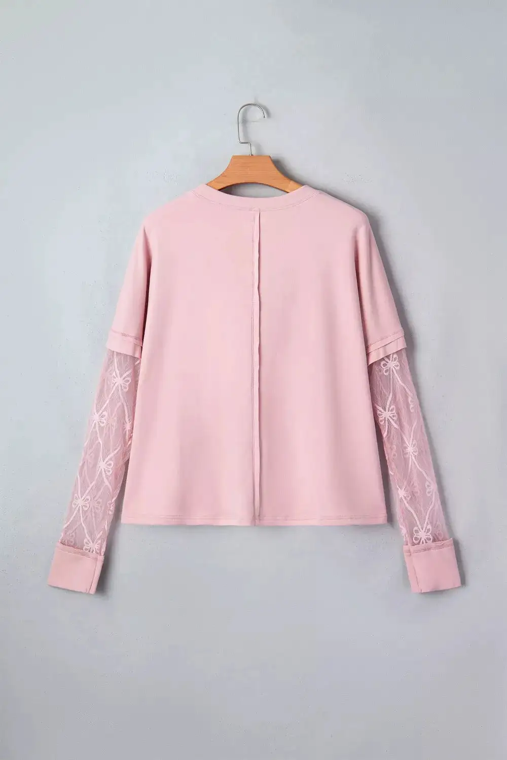 Bow Textured Patchwork Long Sleeve Tee