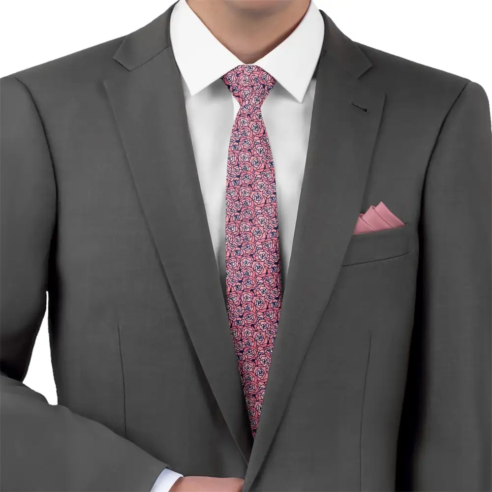 Carnation Floral Pattern Necktie