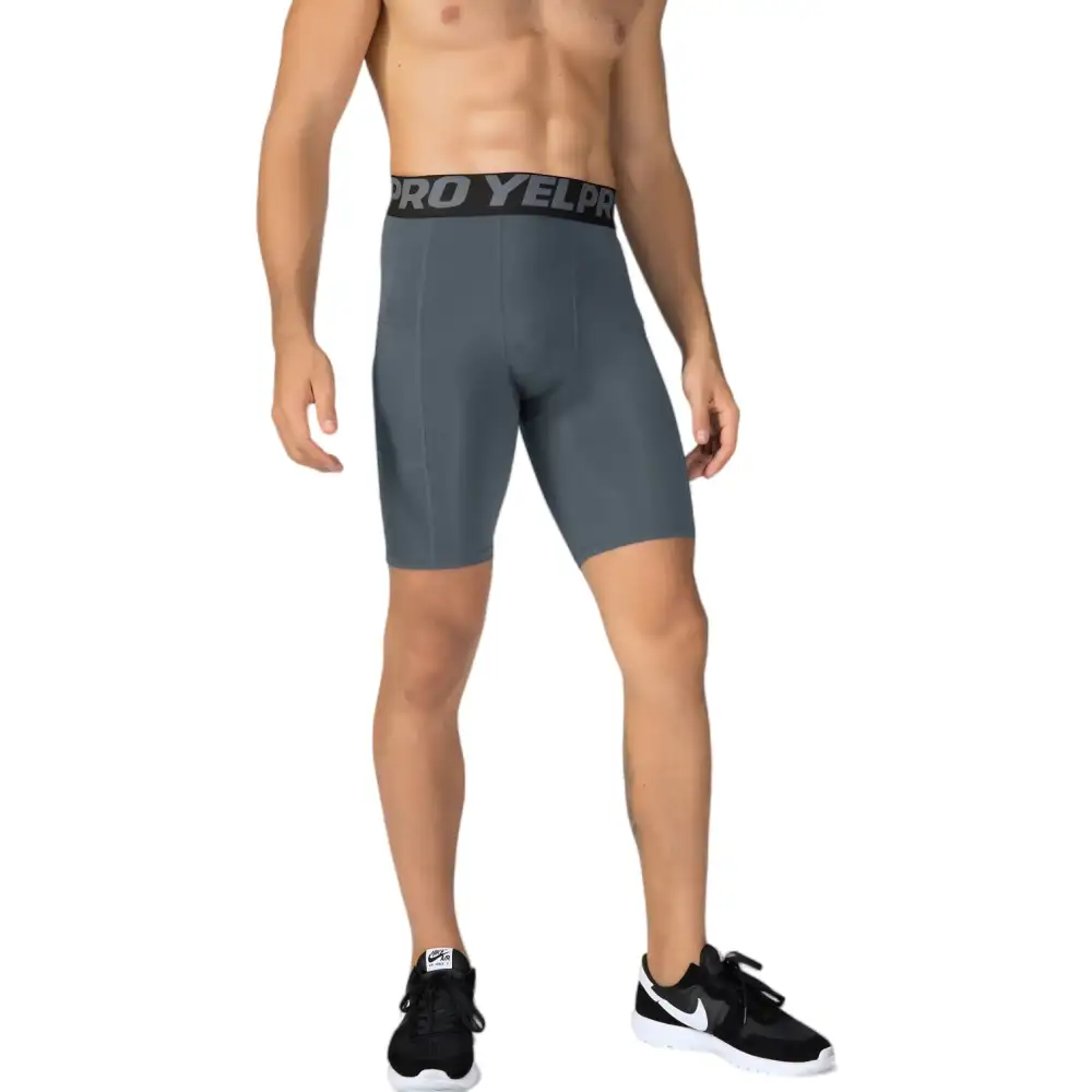 Elastic-Waist Wide-Waistband Compression Stretch Men's Athletic Shorts