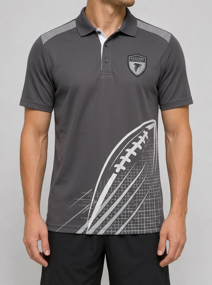 Men's American Football Falcon Graphic Printed Polo Shirt