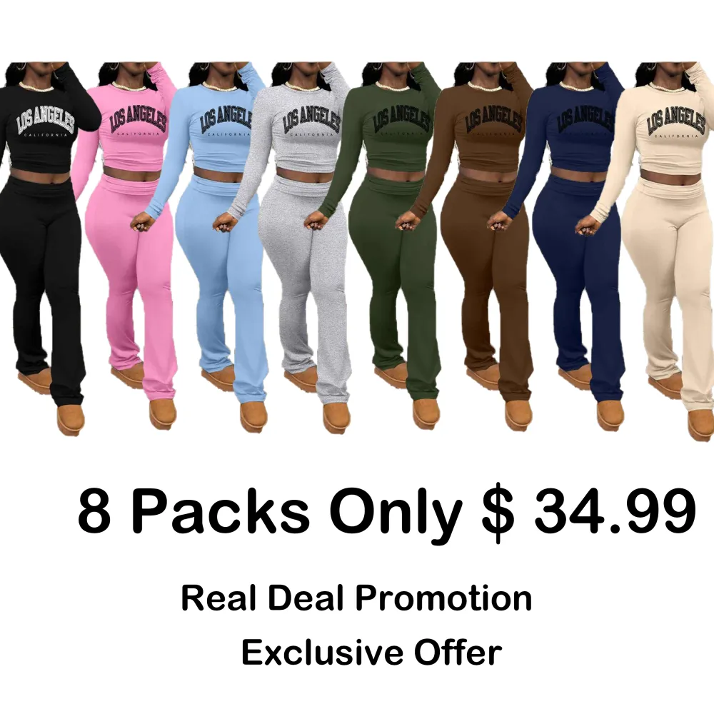 Women's Letter Print Long Sleeve Crop Tee & Plain Flare Leg Pants Two-Piece Set, Casual Fashion Cozy Round Neck Top & Bell Bottom Trousers for Daily Outdoor Wear, Women's Clothing for Fall & Winter