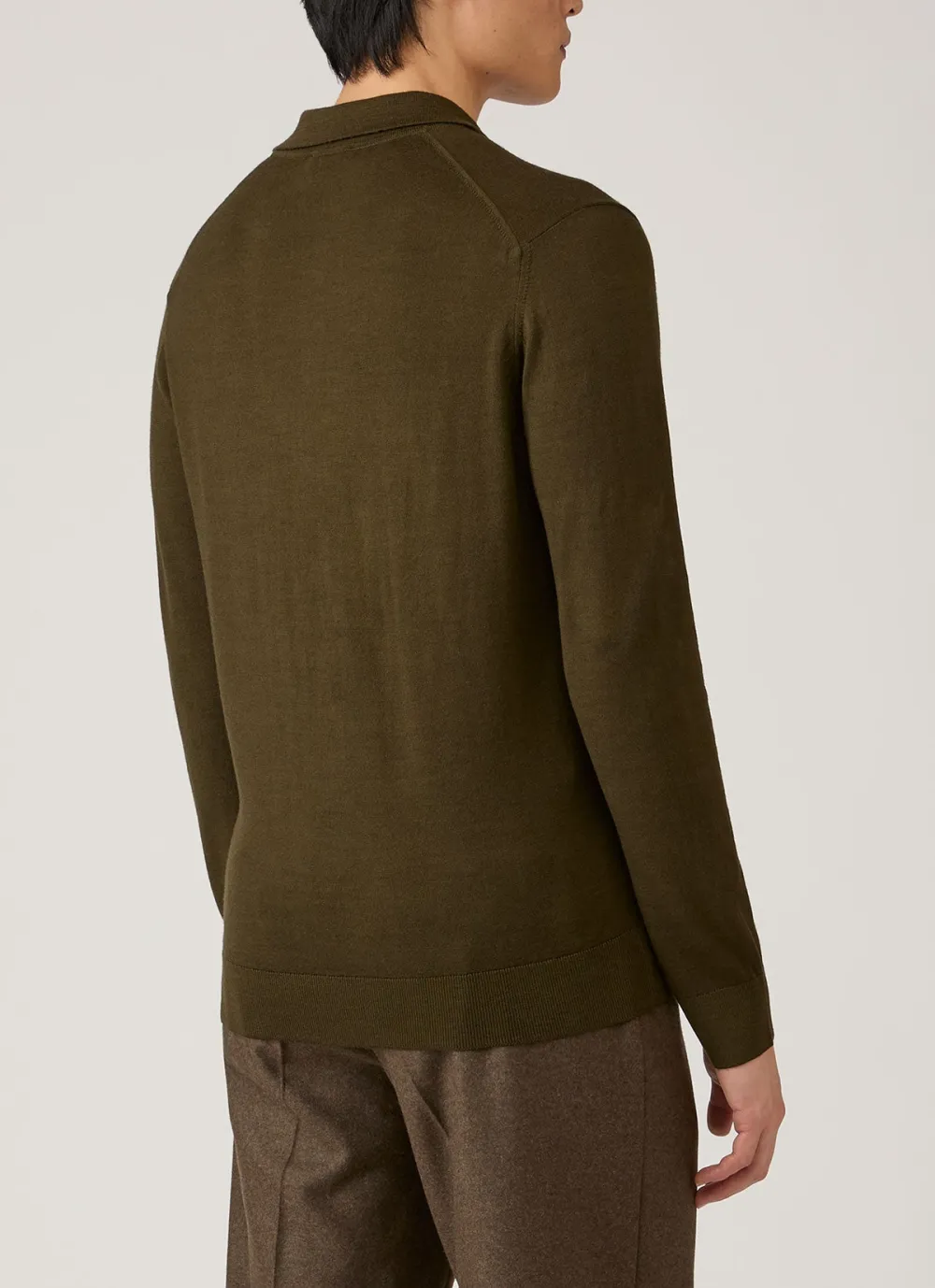 Refined Everyday Slim Fit Merino Knit Long Sleeve Polo Shirt