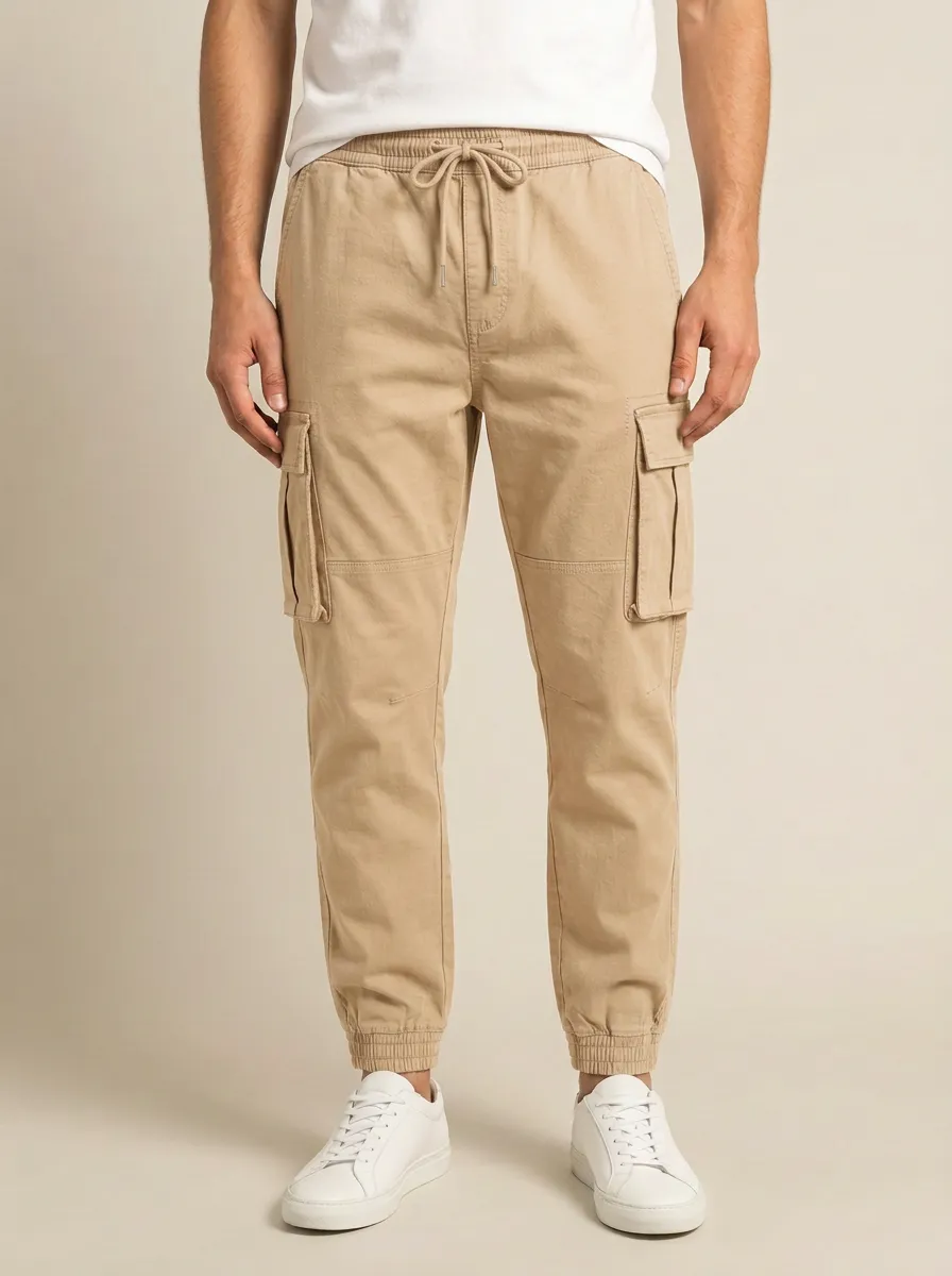 Streetwear Elastic-Waist Men's Cargo Pants