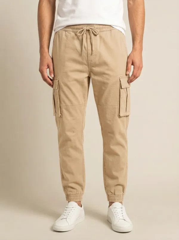 Streetwear Elastic-Waist Men's Cargo Pants