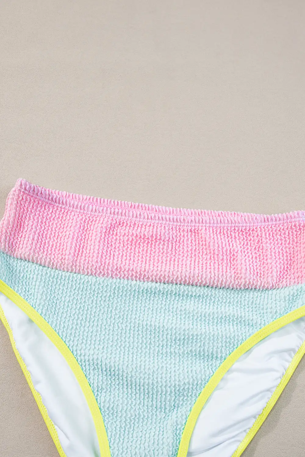 Blocked Pattern High Waisted Bikini Swim Set