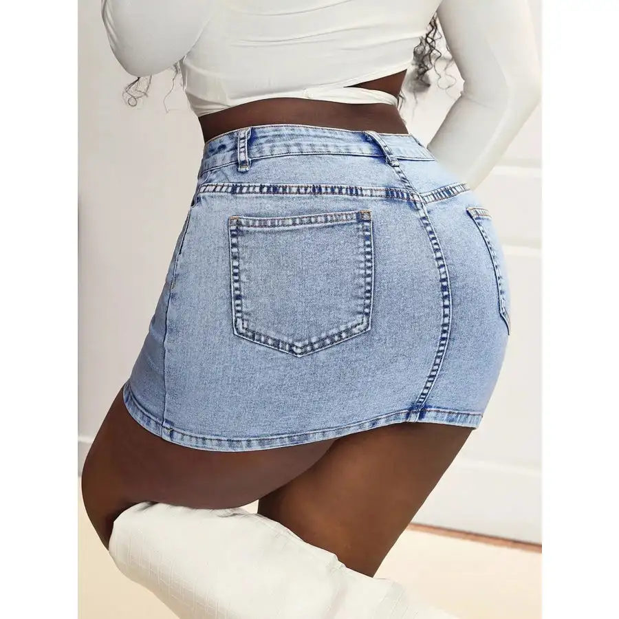 High Waist Mini Denim Skirt