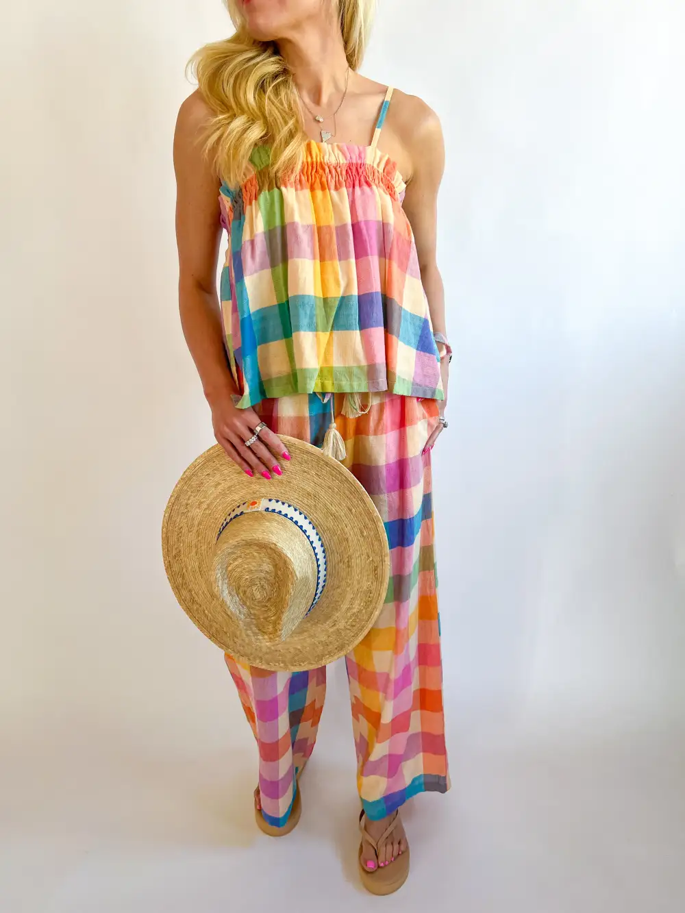 Printed Plaid Pants