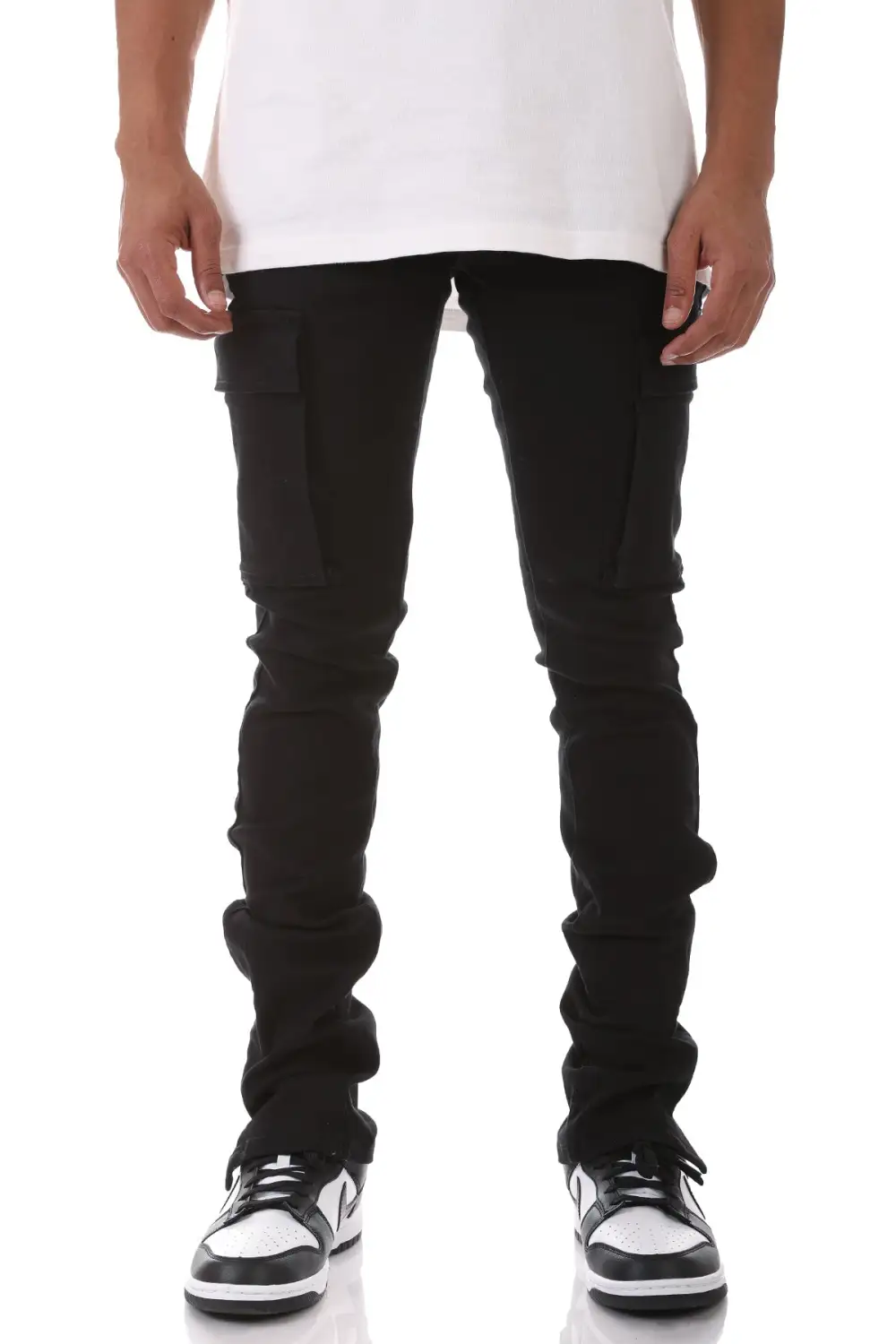 Men's Streetwear Flare Skinny Stacked Pants