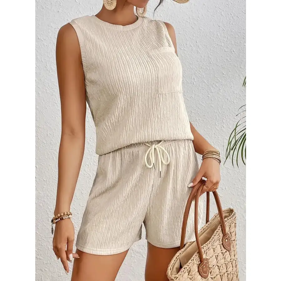 Round Neck Tank Top and Shorts Set