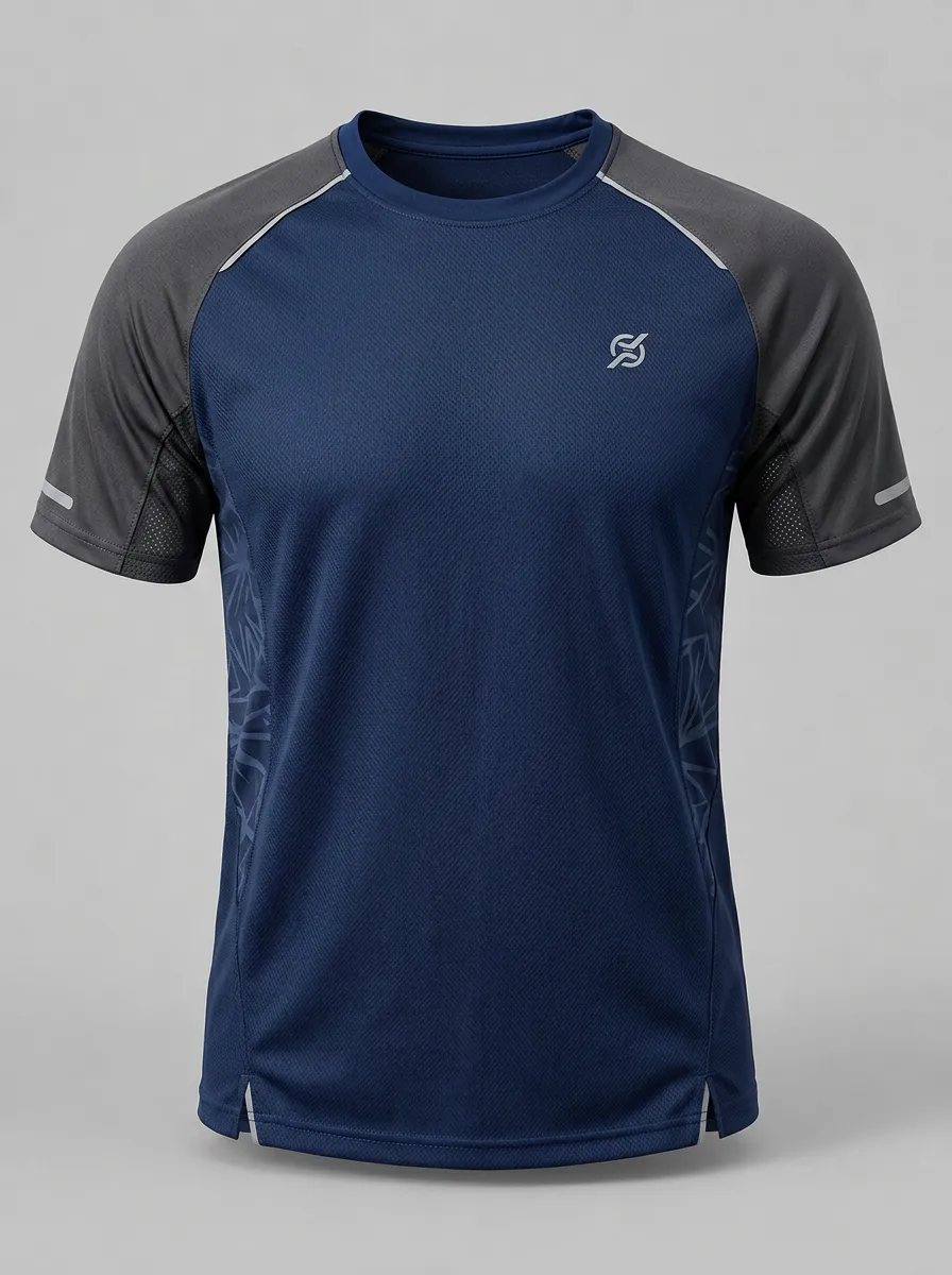 Men's Athletic Sports Geometric Printed Breathable T-shirt